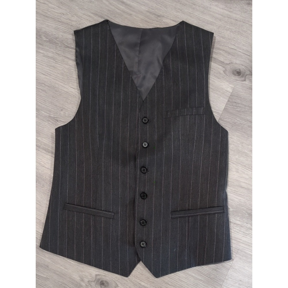 Men's Charcoal Pinstripe Vest -Small Classic Formal Waistcoat
